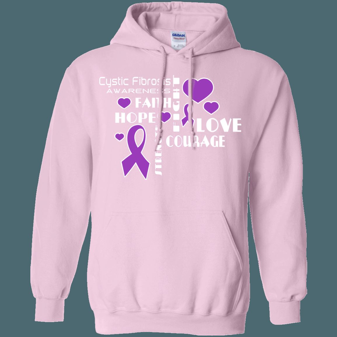 Hope Faith Love Cystic Fibrosis Awareness Hoodie - Unisex, 50% Cotton 50% Polyester