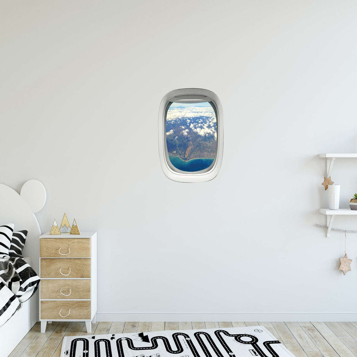Airplane Window Landscape View Peel and Stick Vinyl Wall Decal - PW31