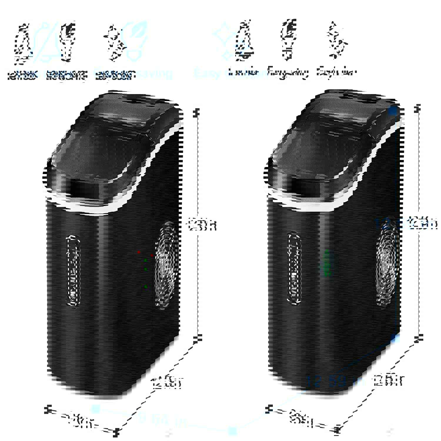 Euhomy Countertop Ice Maker Machine, 26 Lbs/24H, 9 Cubes in 6 Mins, Self-Clean, Portable with Ice Scoop & Basket (Black)