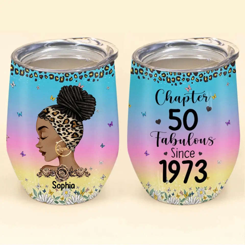 Personalized 50th Birthday Wine Tumbler - 1973 Stainless Steel 12oz Tumbler, Ideal Gift for Her