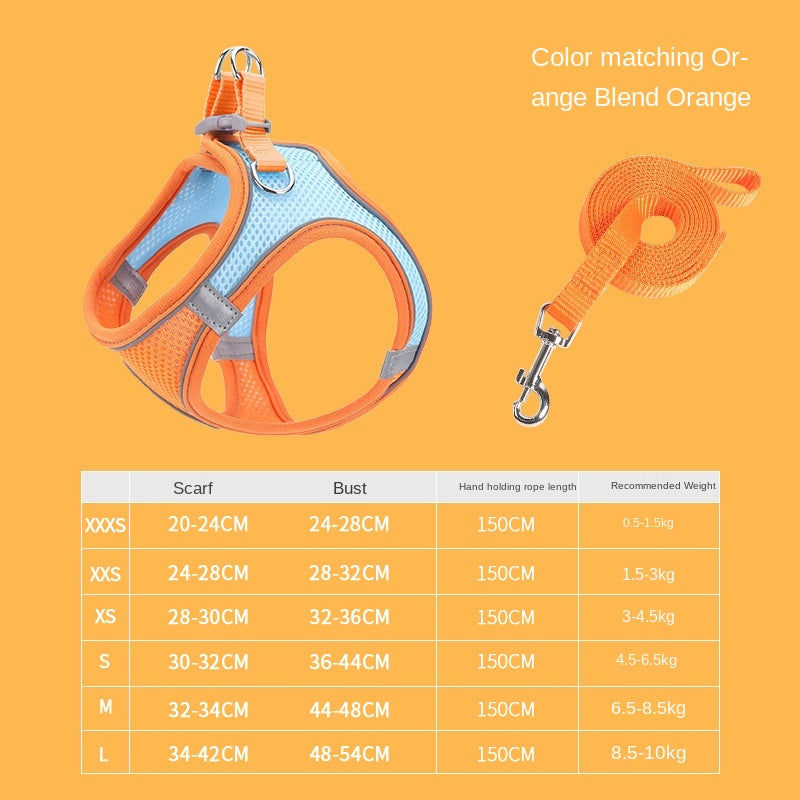 Breathable Reflective Pet Vest Leash for Cats and Dogs