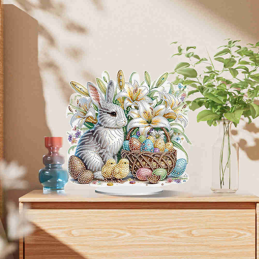 Special Shape Easter Rabbit Egg Flower Desktop Diamond Art Home Decor (LL145)
