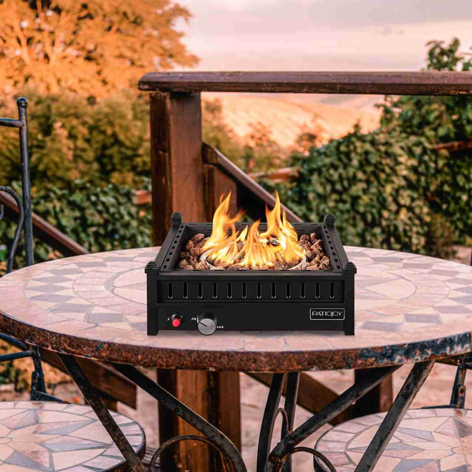 Tangkula Portable Tabletop Propane Fire Pit, 40,000 BTU Table Top Fireplace with Simple Ignition System