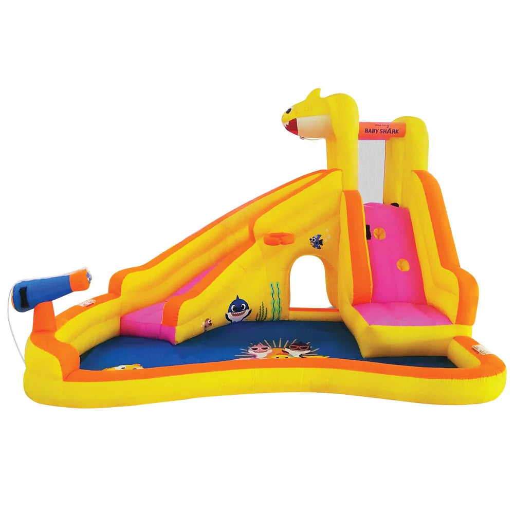 Baby Shark Inflatable Water Slide with Blower and Storage Bag for Outdoor Fun