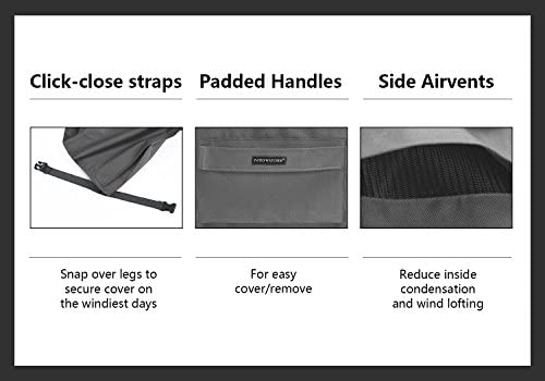 FLYMEI 144 Inches Waterproof Patio Furniture Cover with Buckle Straps, Grey