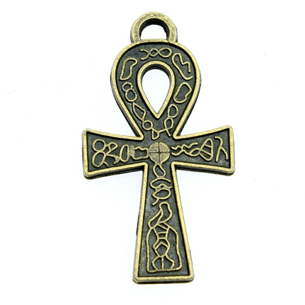 4pcs 38x21mm Double Sided Ankh Cross Charm Pendants for Jewelry Making