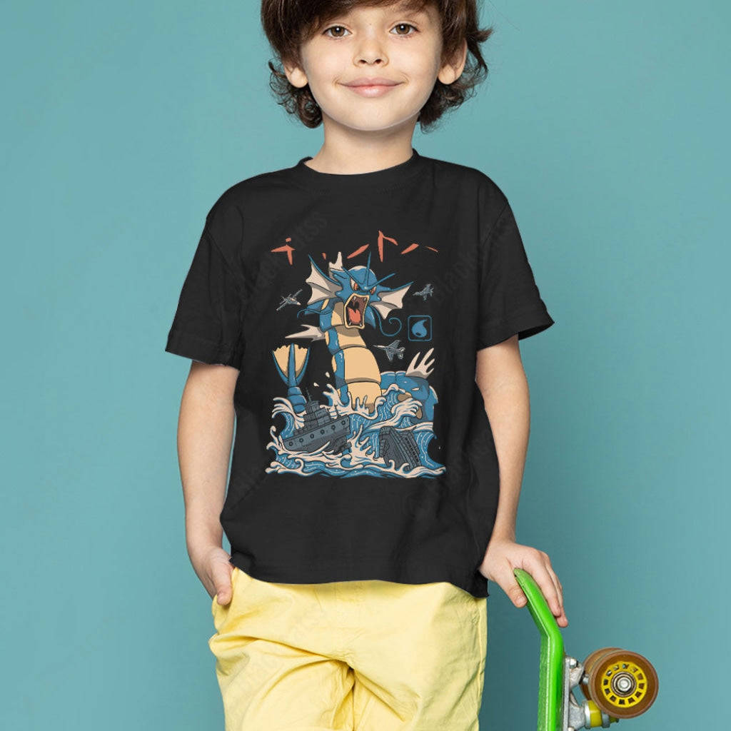 PKM Flying Water Kaiju Shiny Gyarados Kid Custom Graphic T-Shirt