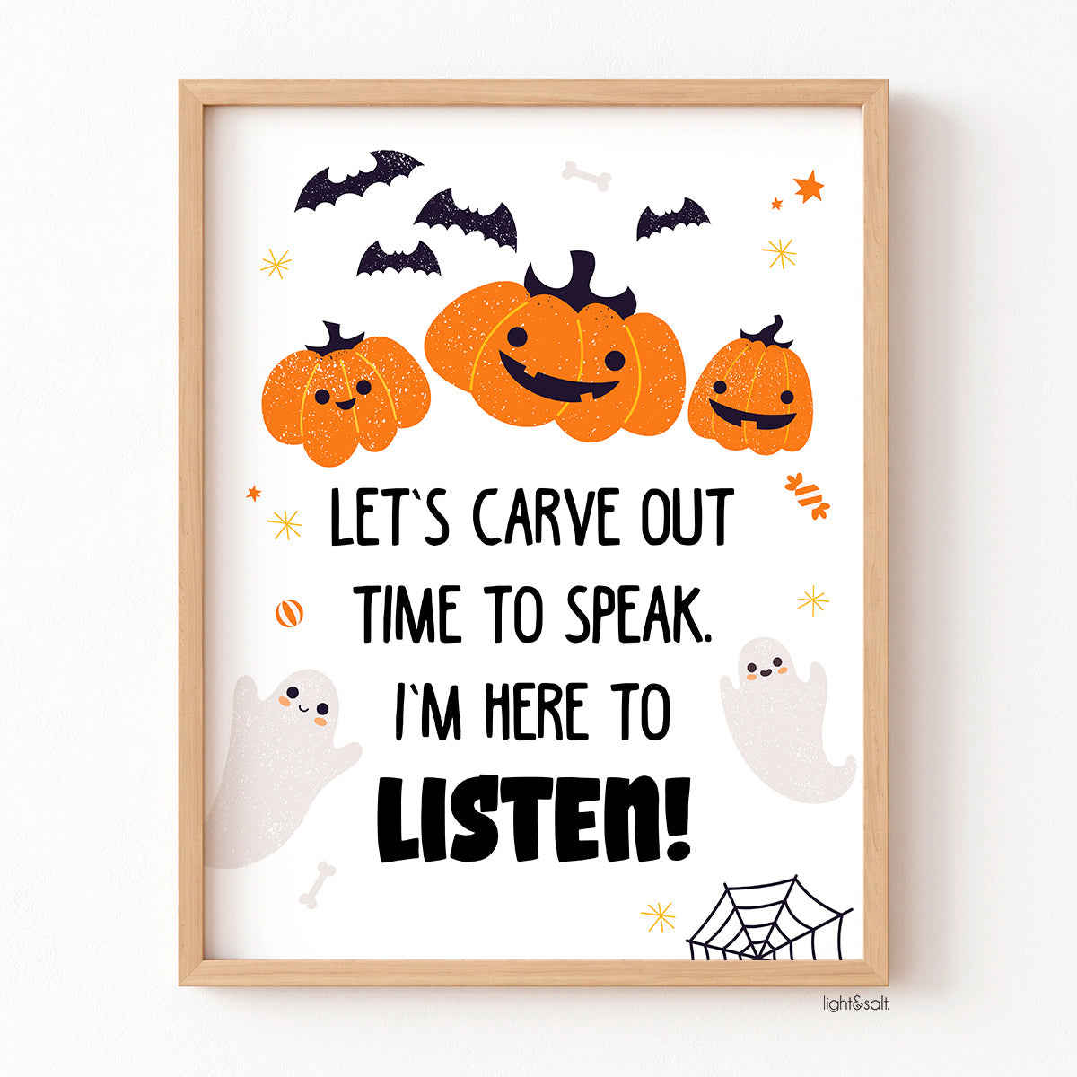 Halloween Mental Health Poster - Let's Carve Out Time to Speak