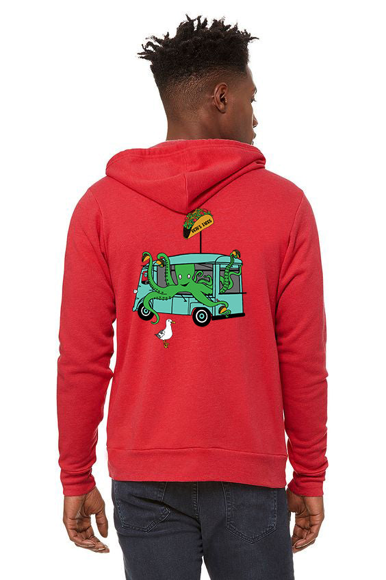 Octos Tacos Zipped Hoodie - Unisex Heathered Red