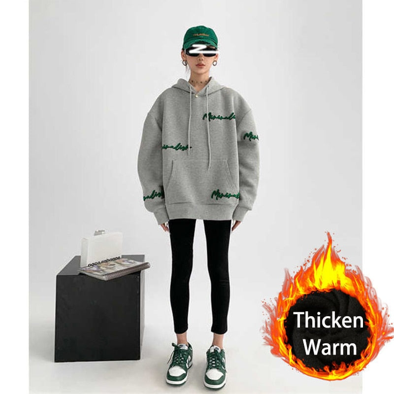 Trizchlor 2022 Autumn Winter Embroidered Women's Oversized Sweater Hoodie