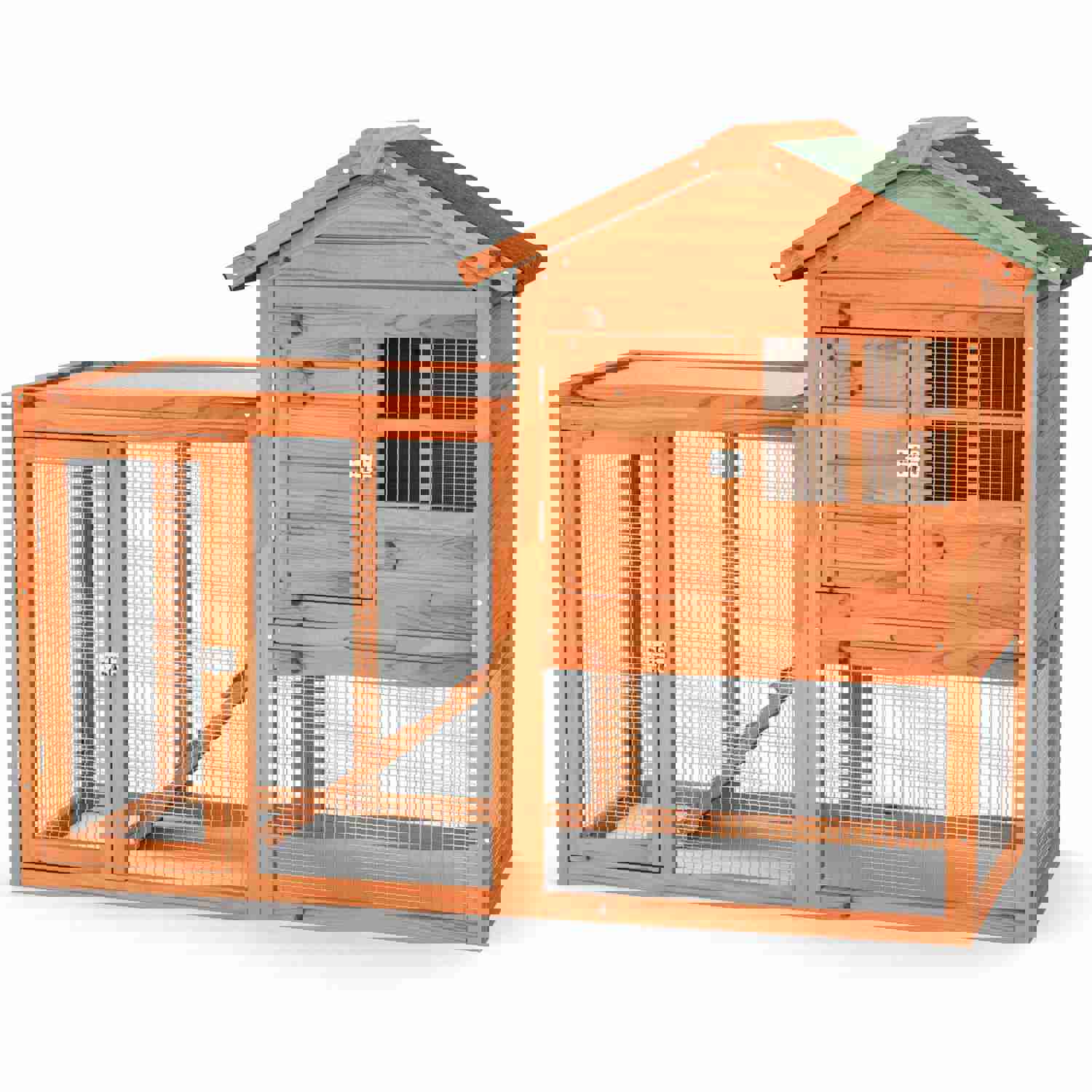 Gymax Wooden Chicken Coop 2-Story Rabbit Hutch for Indoor & Outdoor Use