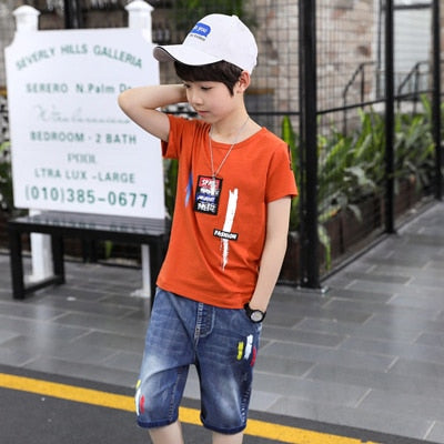 Sport Suits for Teenage Boys - Summer Clothing Sets with Short Sleeve T-Shirt & Pants (3-13 Years)