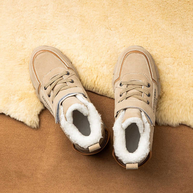 KGFHE Boys Winter Sneakers - Warm Ankle Boots for Kids, Fashion Outdoor Sports Shoes