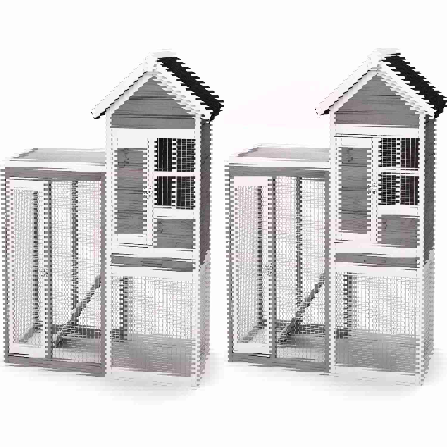 Gymax Wooden Chicken Coop 2-Story Rabbit Hutch for Indoor & Outdoor Use