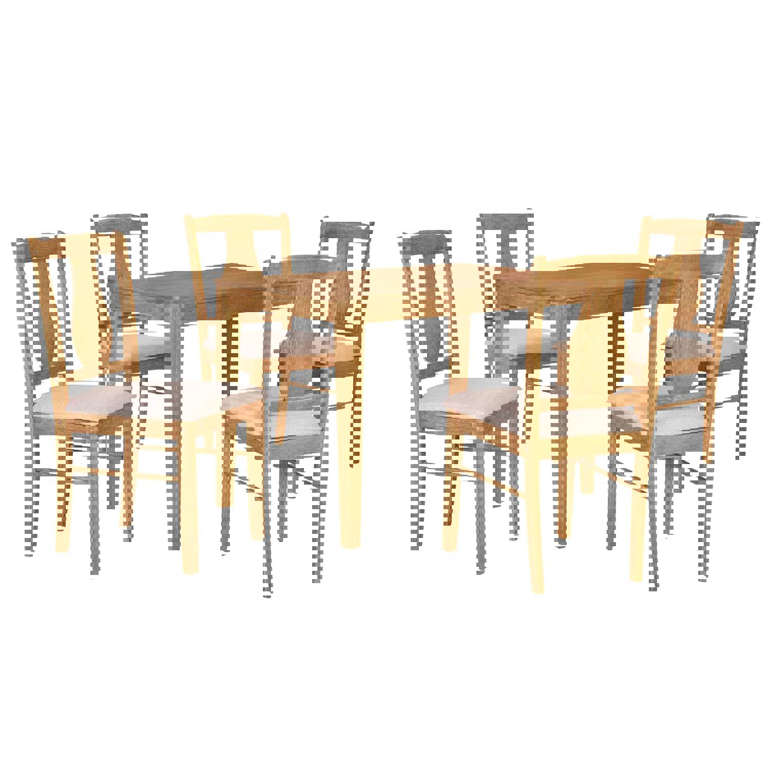 TREXM 5-Piece Kitchen Dining Table Set with Wooden Table and 4 Upholstered Chairs (Drift Wood)