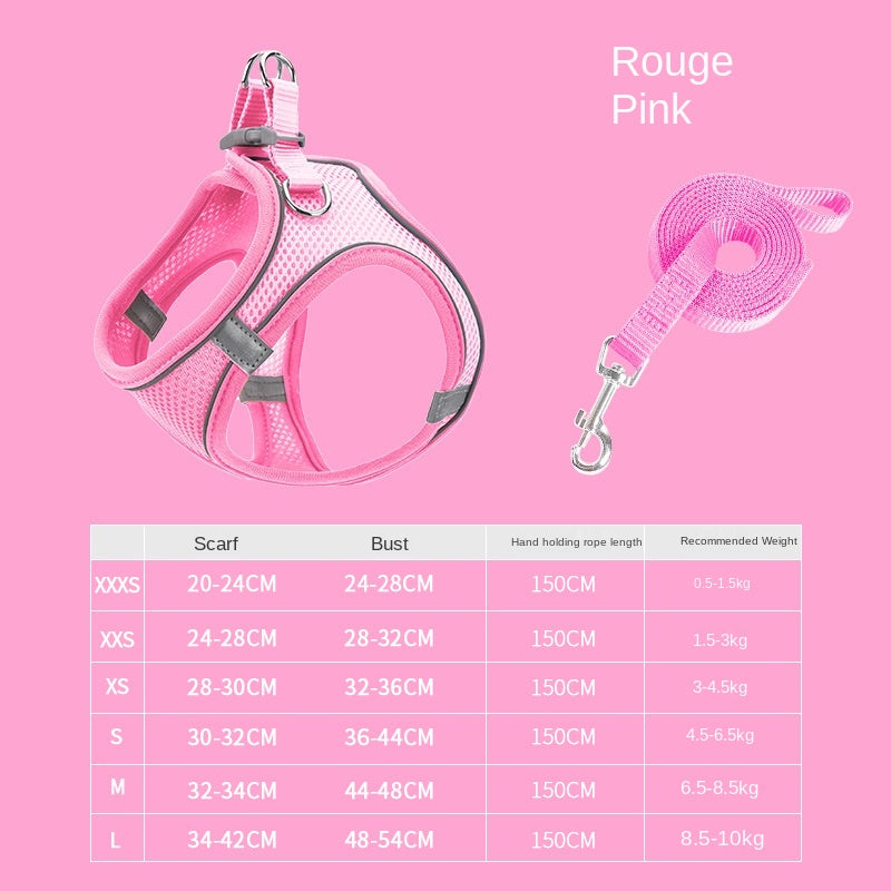 Breathable Reflective Pet Vest Leash for Cats and Dogs