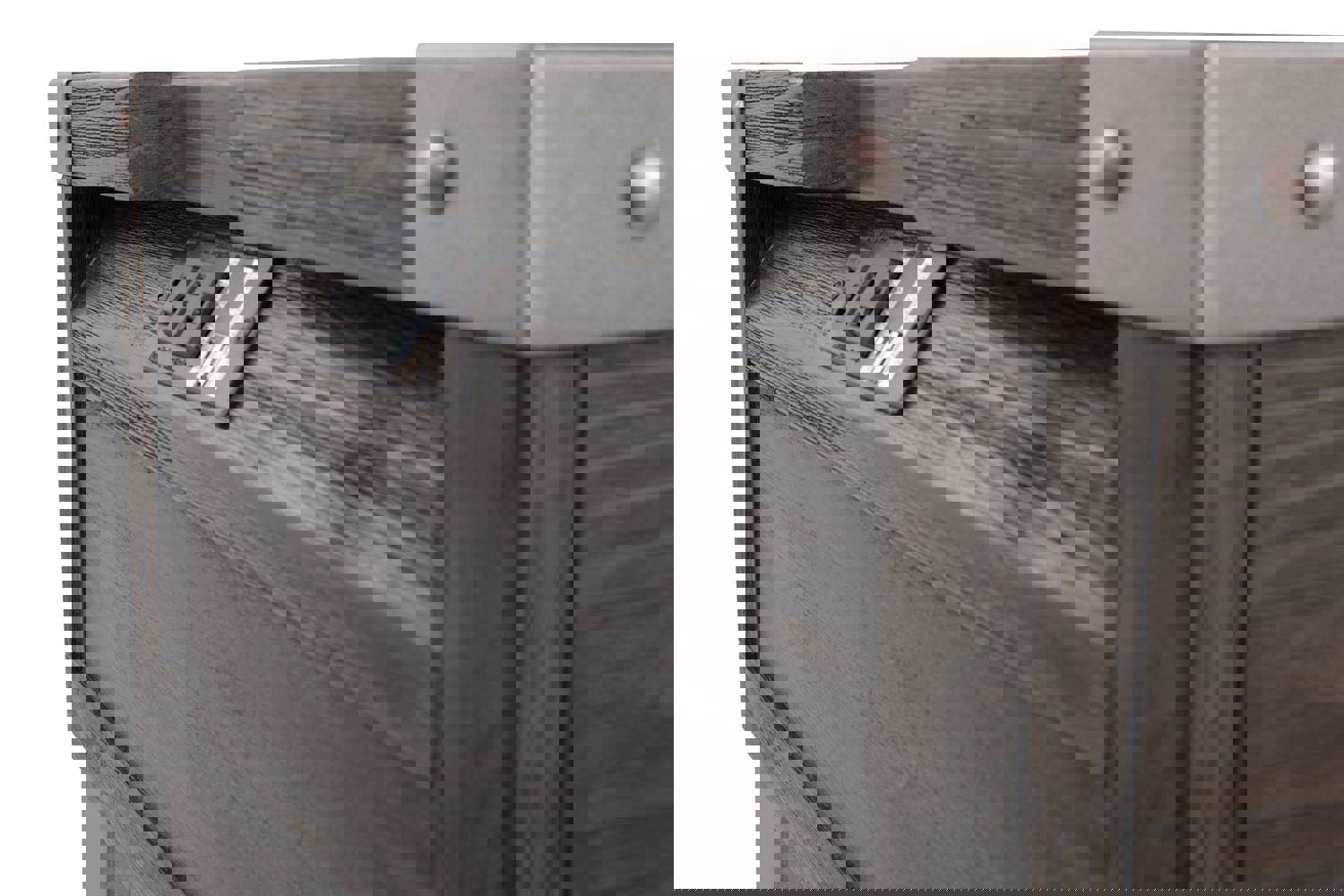 Todoe Rectangular End Table - Rustic-Industrial Style with USB Charging