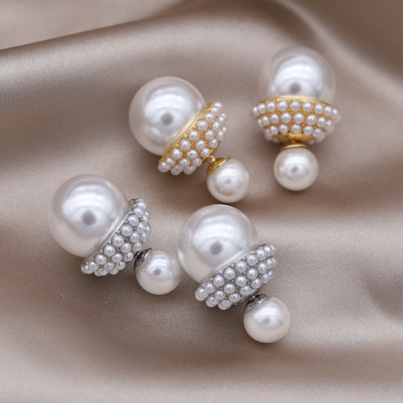 Korean Designed Simple Pearl Stud Earrings for Women - Elegant Daily Work Accessories