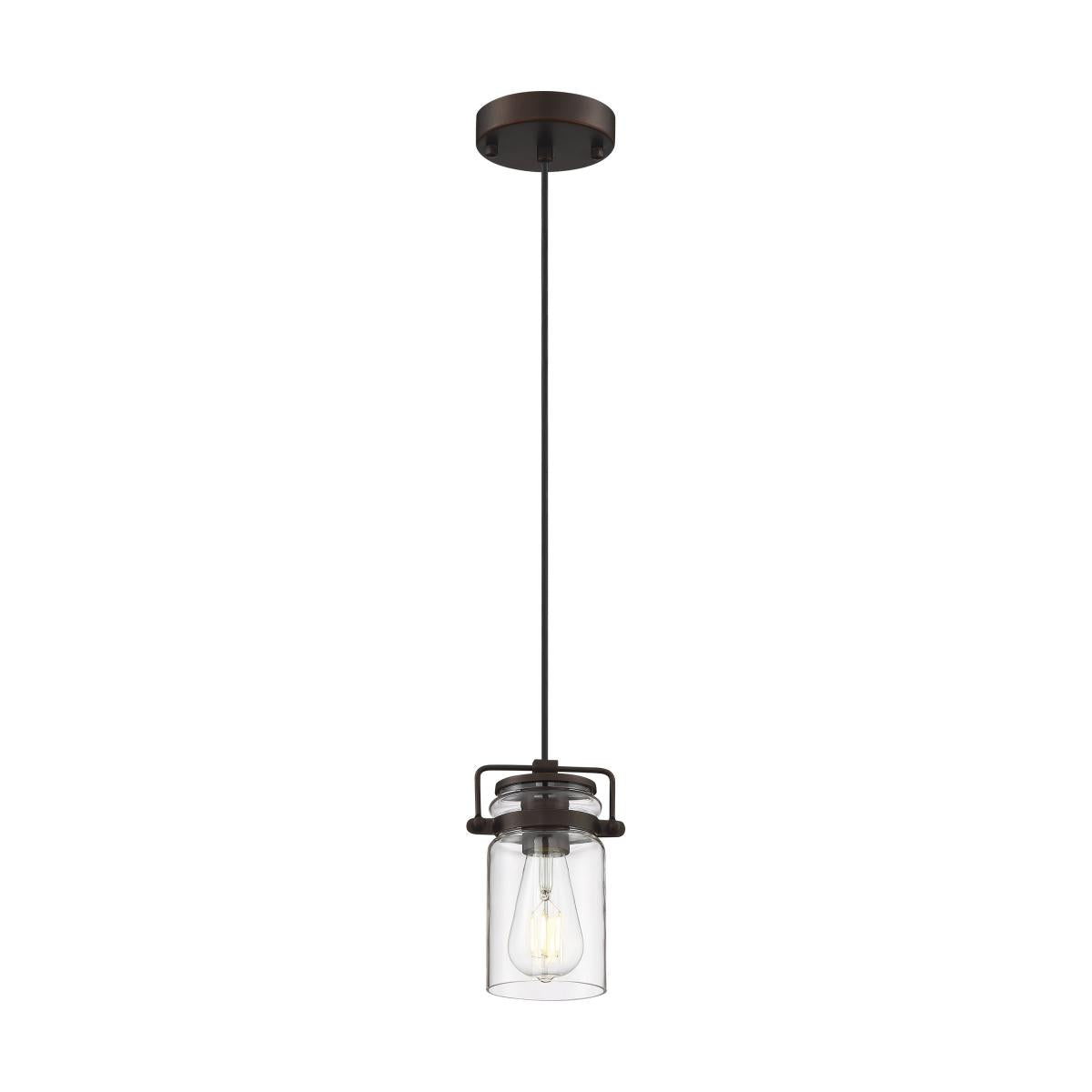 Antebellum 1 LT Mini Pendant with Clear Glass and Mahogany Bronze Finish