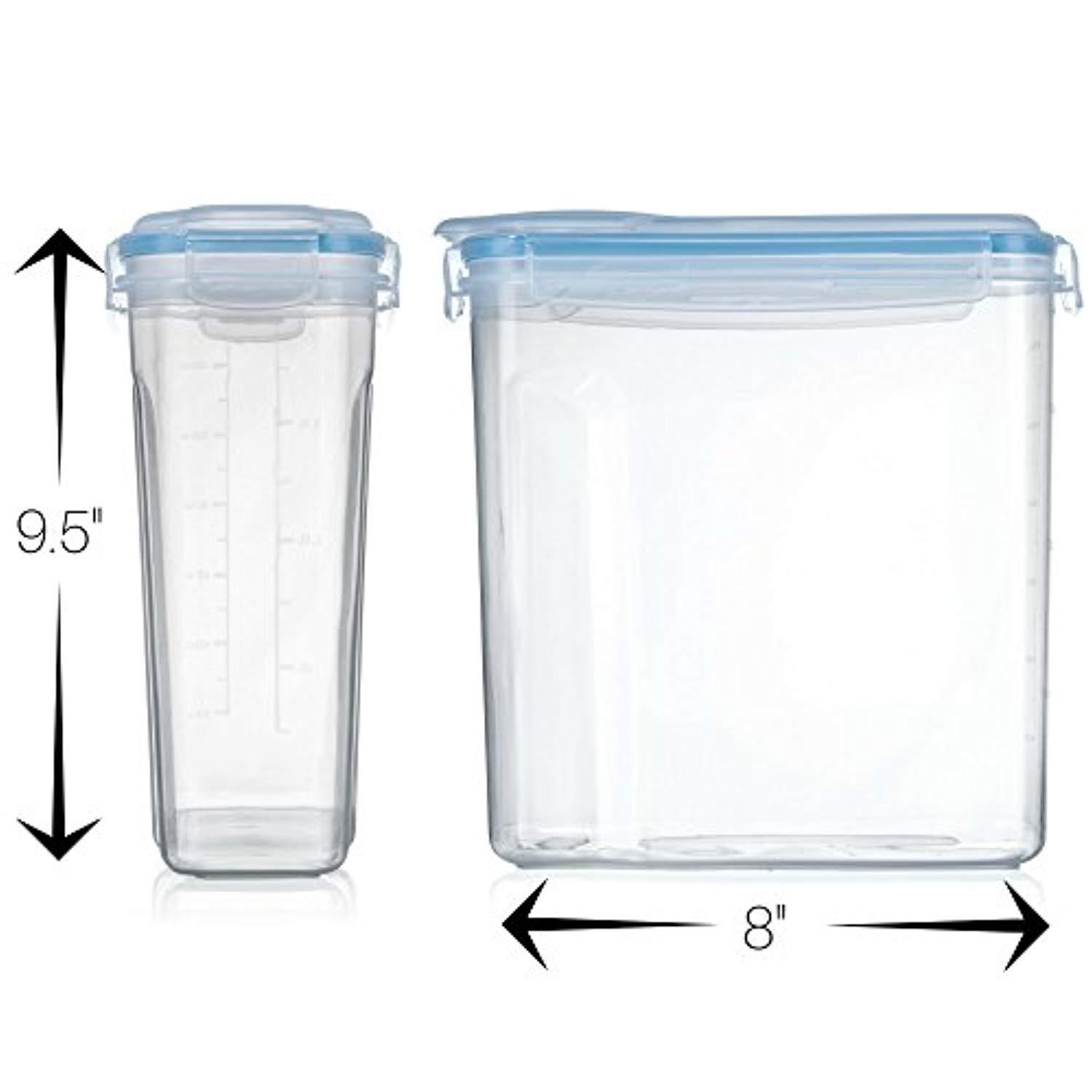 Set of 4 Airtight Cereal & Dry Food Storage Containers with Chalkboard Labels (16.9 Cup/135.2oz)