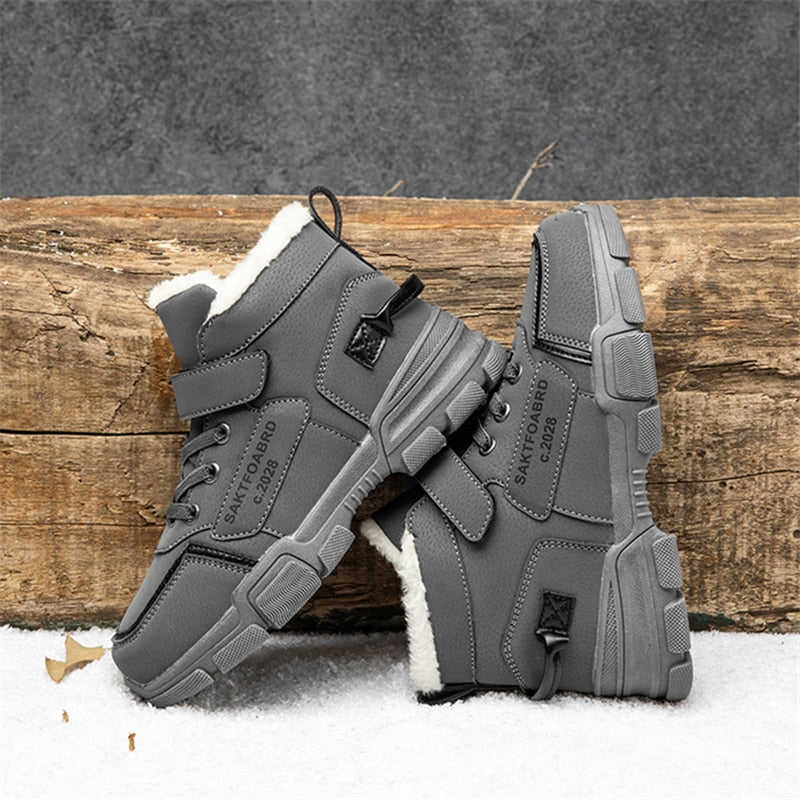 KGFHE Boys Winter Sneakers - Warm Ankle Boots for Kids, Fashion Outdoor Sports Shoes