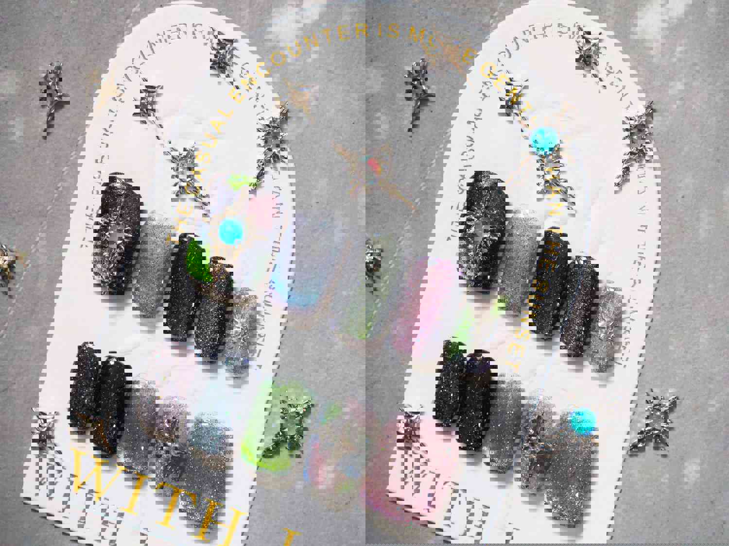 2pcs Aurora Quadrangular Star Nail Studs Metallic Decal