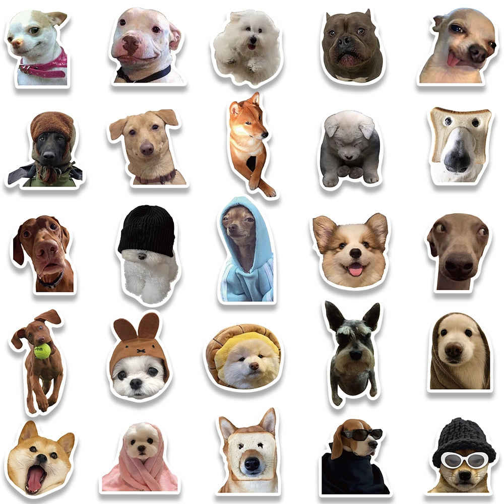 10/30/50/100pcs Cute Dog Cat MEME Funny Animals Stickers Aesthetic Decals for Notebook, Laptop, and Kids