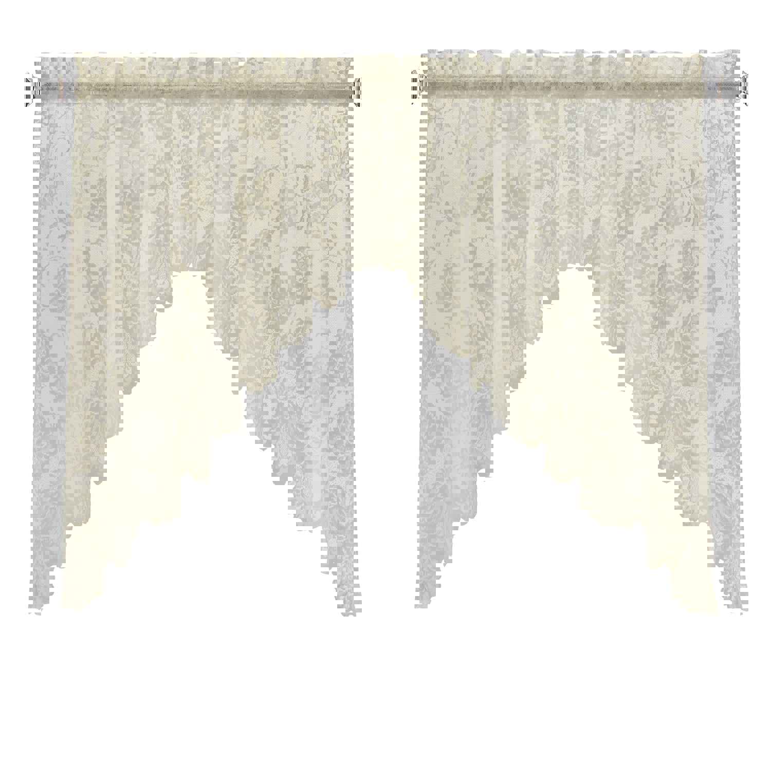 CommonWealthLimoges Sheer Rod Pocket Swag Valance Set 72 x 32 Ivory