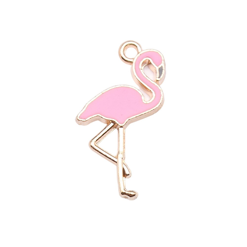 10pcs 25.5x13mm 4 Colors Enamel Flamingo Charms Pendant for DIY Jewelry Making