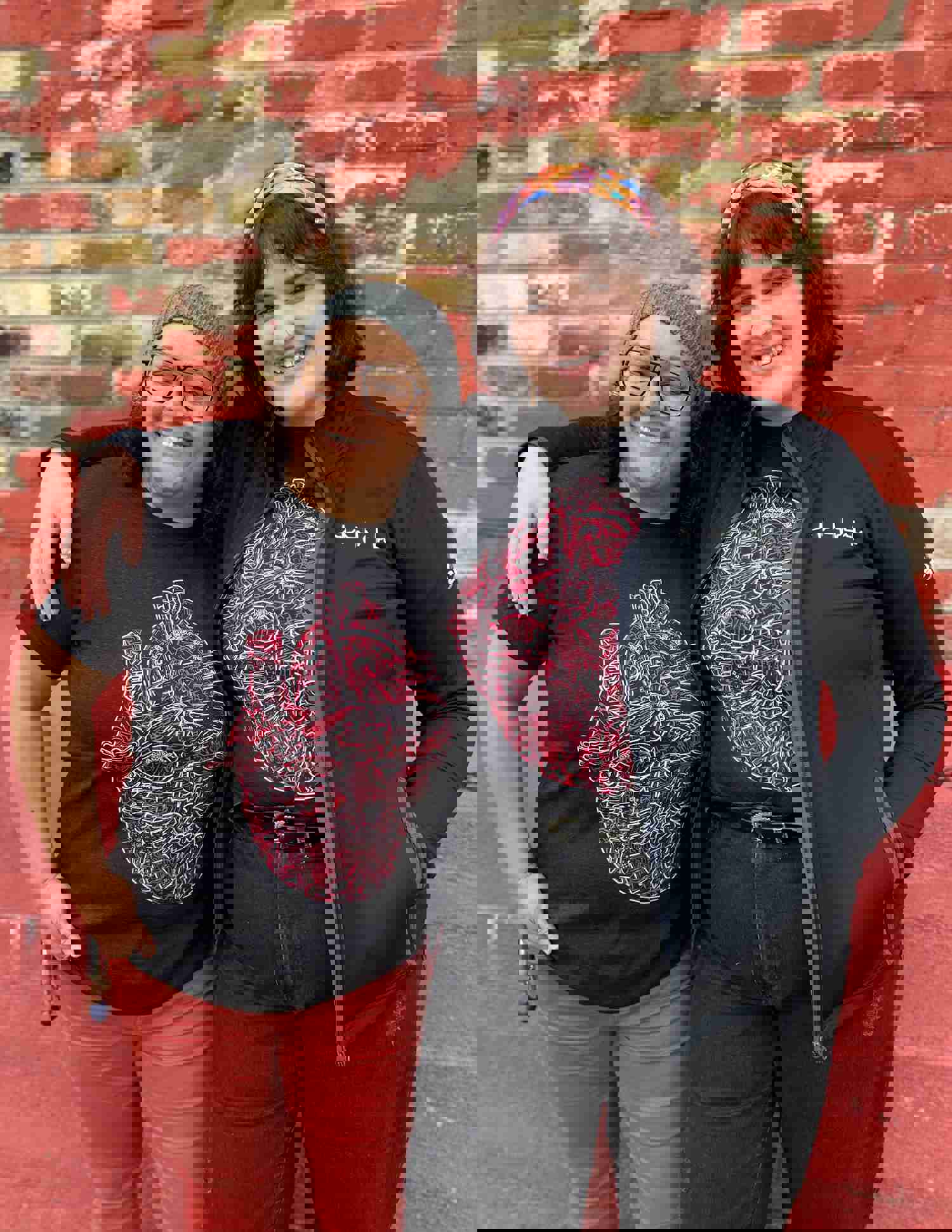 Heart of Healthcare Unisex T-Shirt - Black Heather with Red & White Print