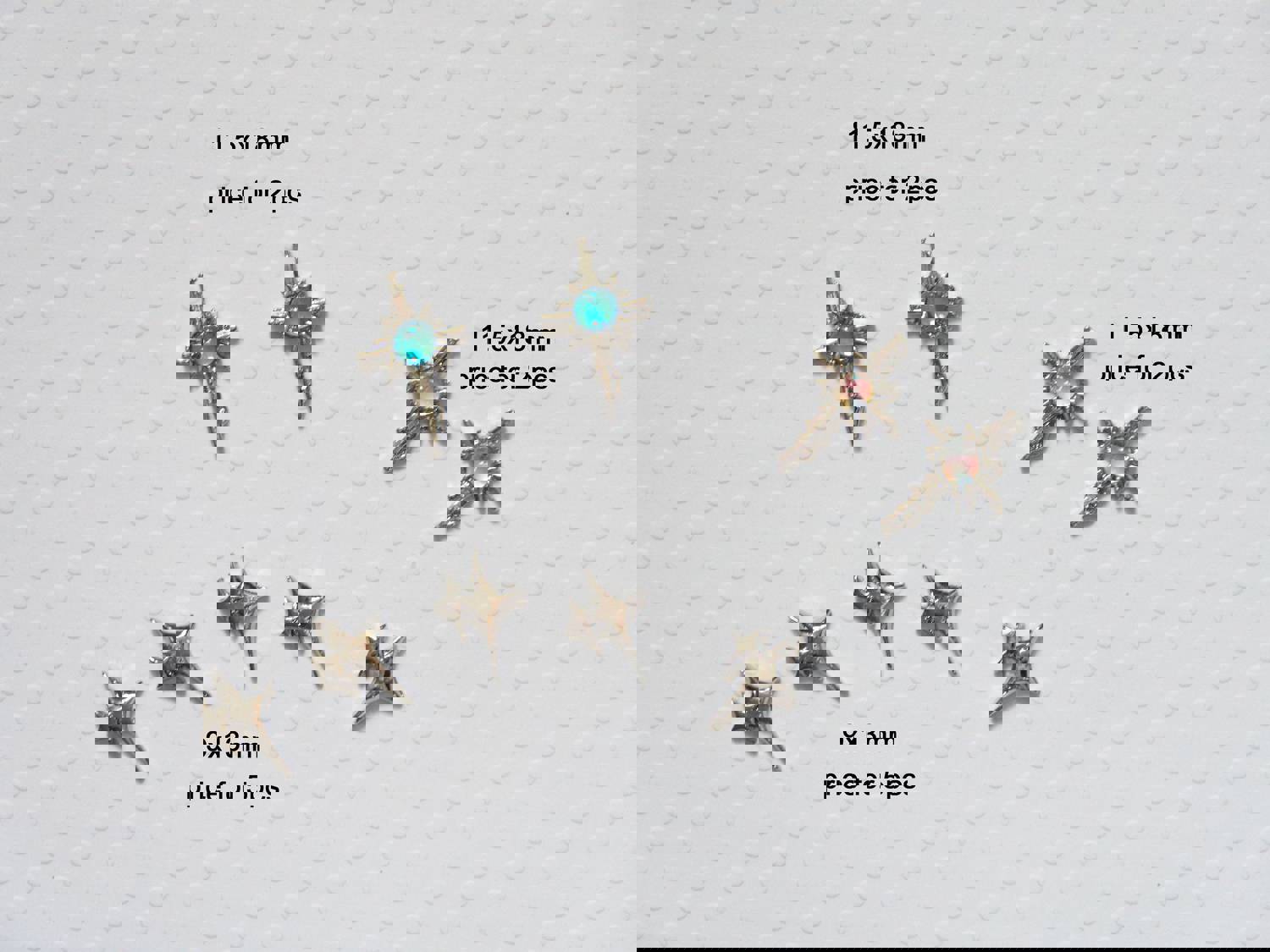 2pcs Aurora Quadrangular Star Nail Studs Metallic Decal