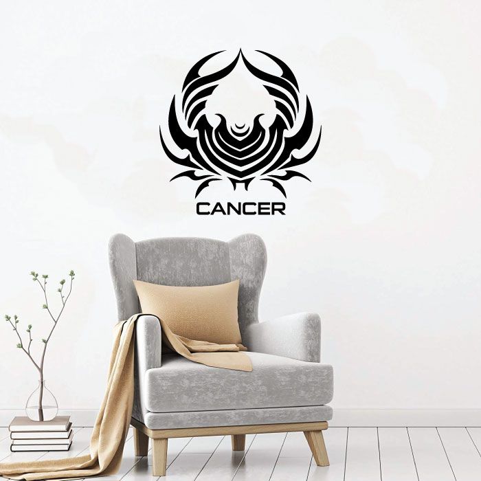 Horoscope Vinyl Wall Art Sticker Decal - Cancer Crab Silhouette Water Sign Symbol