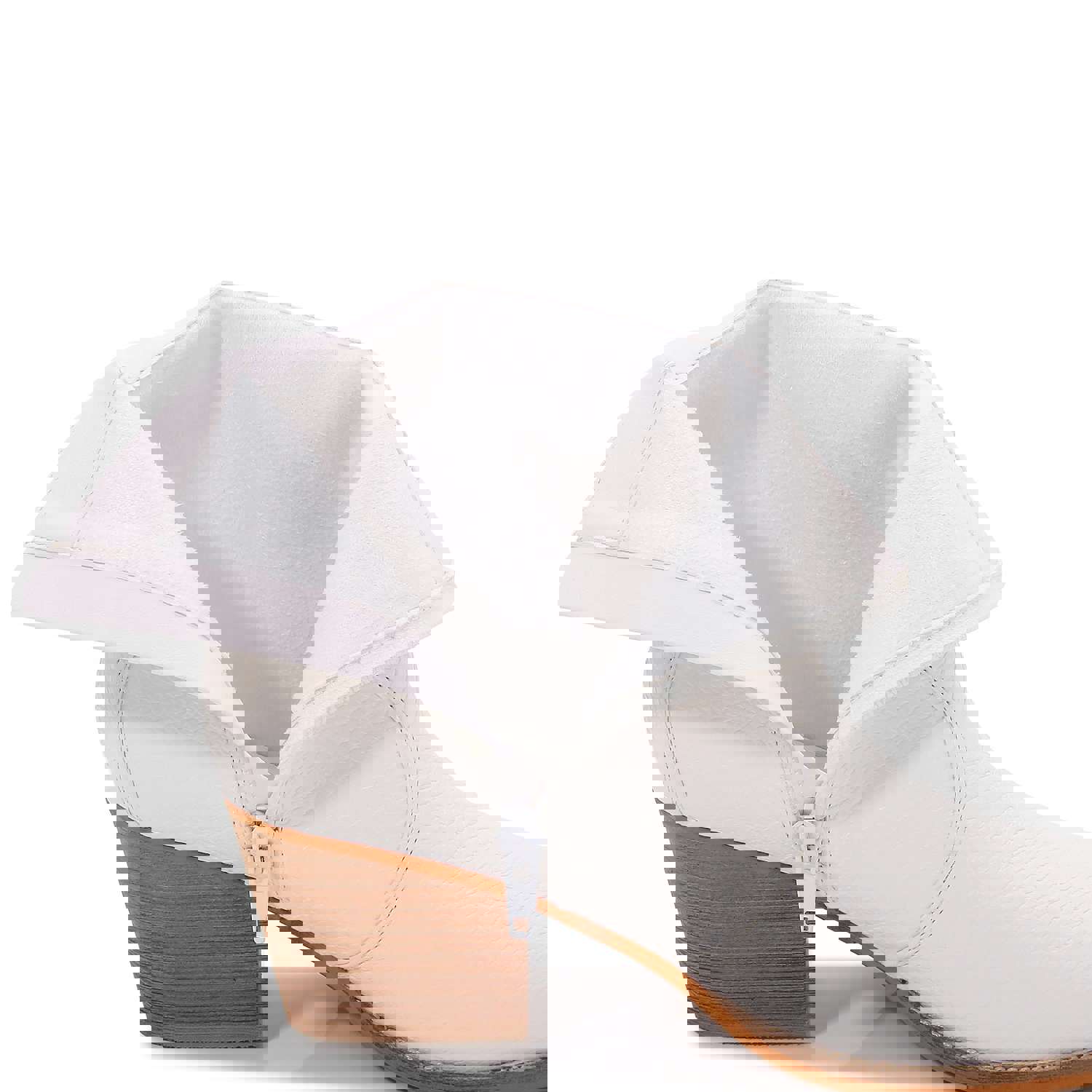 Women PU Leather Stacked Block Heel Western Cowboy Ankle Zip Up Boots