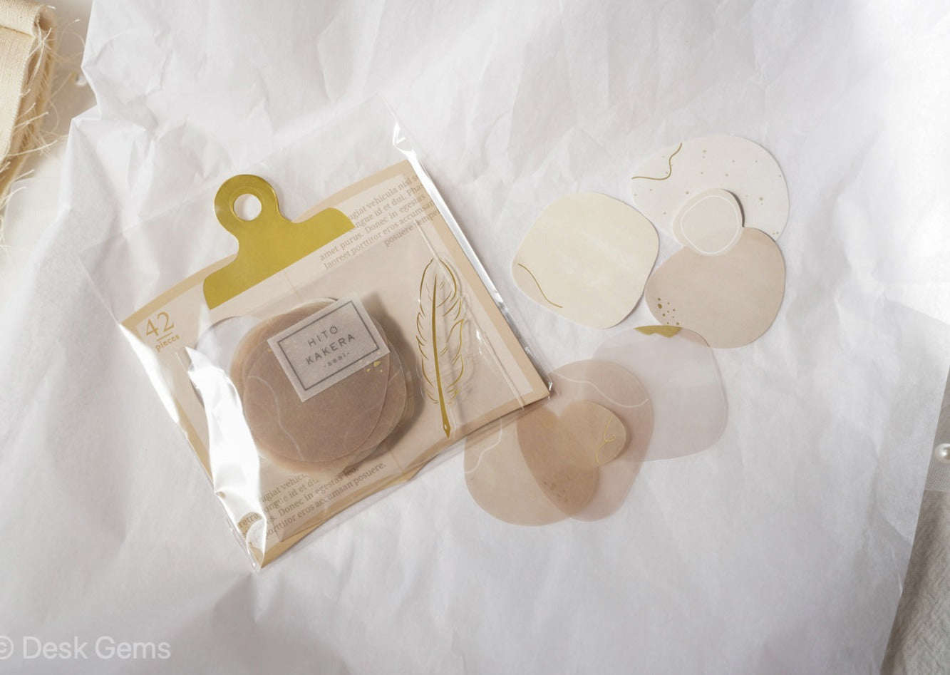 Hito Kakera Base Layer Decoration Stickers - 6 Designs, 42 Sheets with Gold Foils