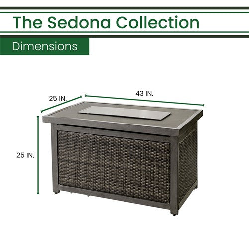 Hanover - Sedona Rectangle KD Gas Slat Top Fire Pit - Gas Fire Pit - SEDFP-REC