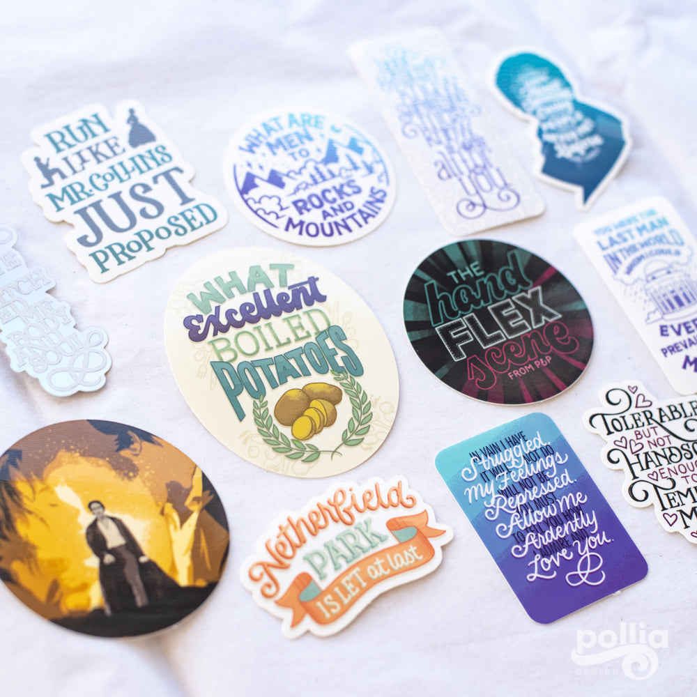 Pride and Prejudice Sticker Set - 12 Unique Designs