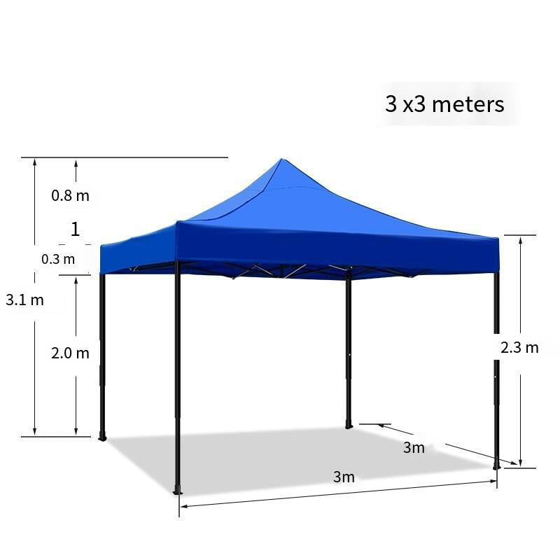 3x3m Outdoor Sunshade Tent - Foldable Canopy for Parking, Courtyard, and Market Use