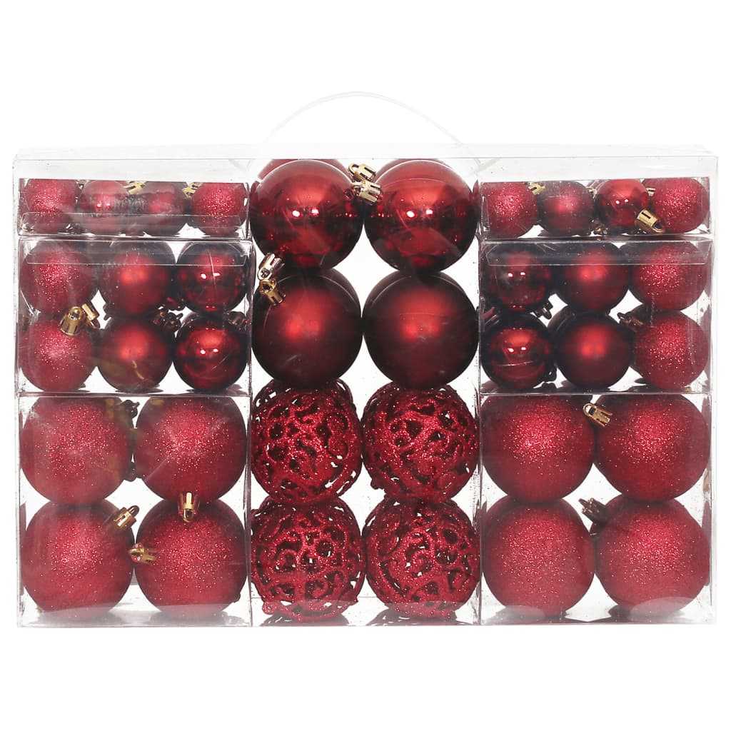 Christmas Baubles 100 pcs - Wine Red Shatterproof Ornaments