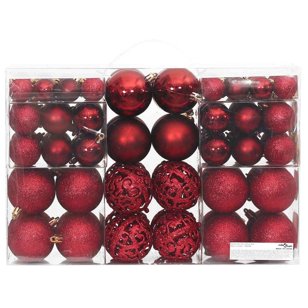 Christmas Baubles 100 pcs - Wine Red Shatterproof Ornaments