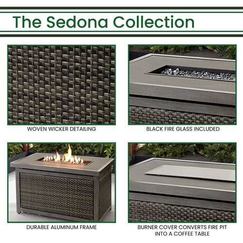 Hanover - Sedona Rectangle KD Gas Slat Top Fire Pit - Gas Fire Pit - SEDFP-REC