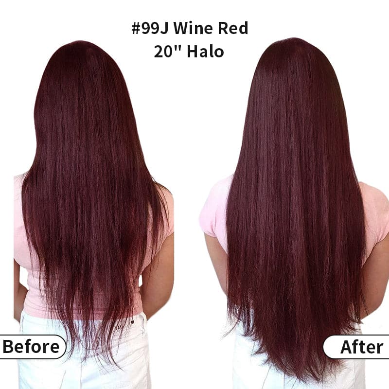 Halo Human Hair Extension Wine Red Light Volume