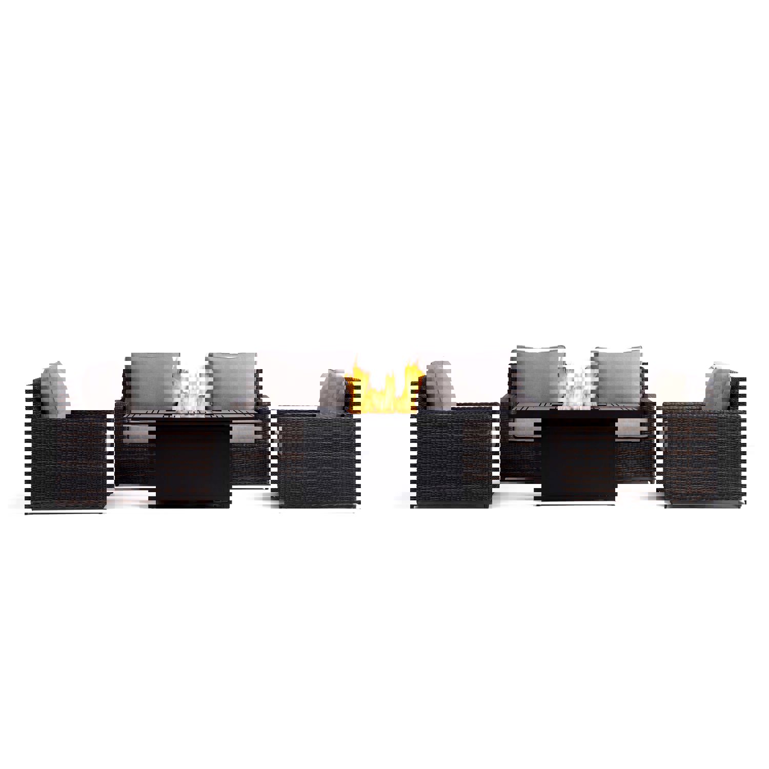 Langdon Outdoor Fire Pit Table Set with 4 Fixed Chairs