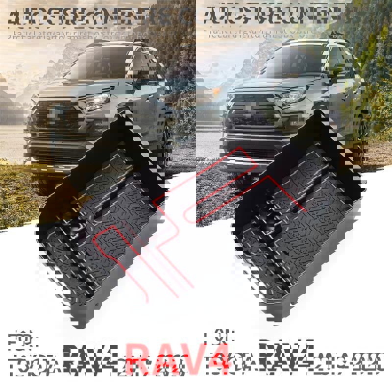 1PCS Car Central Storage Box for Toyota RAV4 2019 2020 - Black Plastic Armrest Organizer