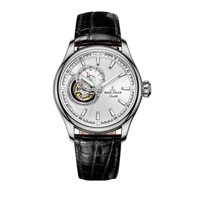 Reef Tiger Automatic Tourbillon Luxury Watch for Men - Stainless Steel Case & Sapphire Crystal