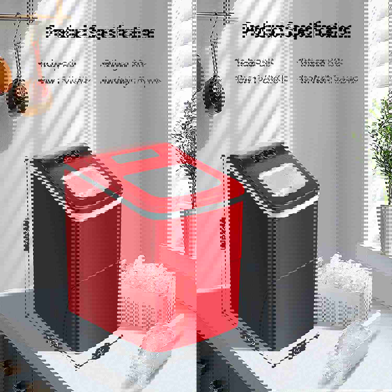 Compact Automatic Counter Top Ice Maker Machine - 9 Cubes in 6-8 Minutes