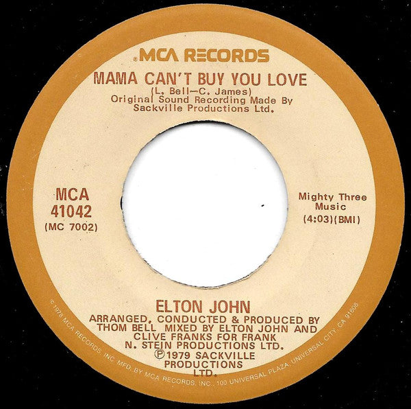 Elton John - Mama Can't Buy You Love (7" Single, VG+)