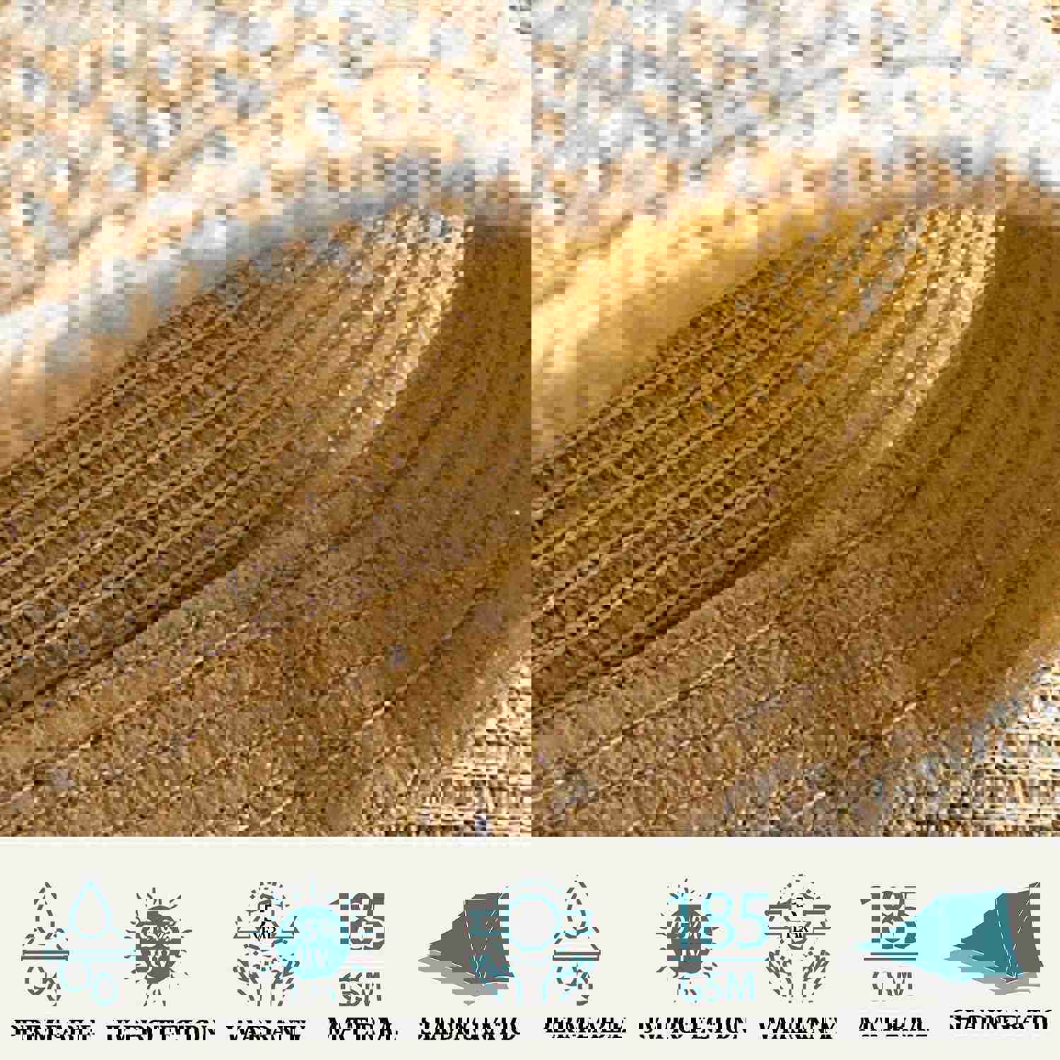 Sun Canopy Shade Sail 12x16 Rectangle UV Block for Patio Deck Yard and Outdoor Activities Sand