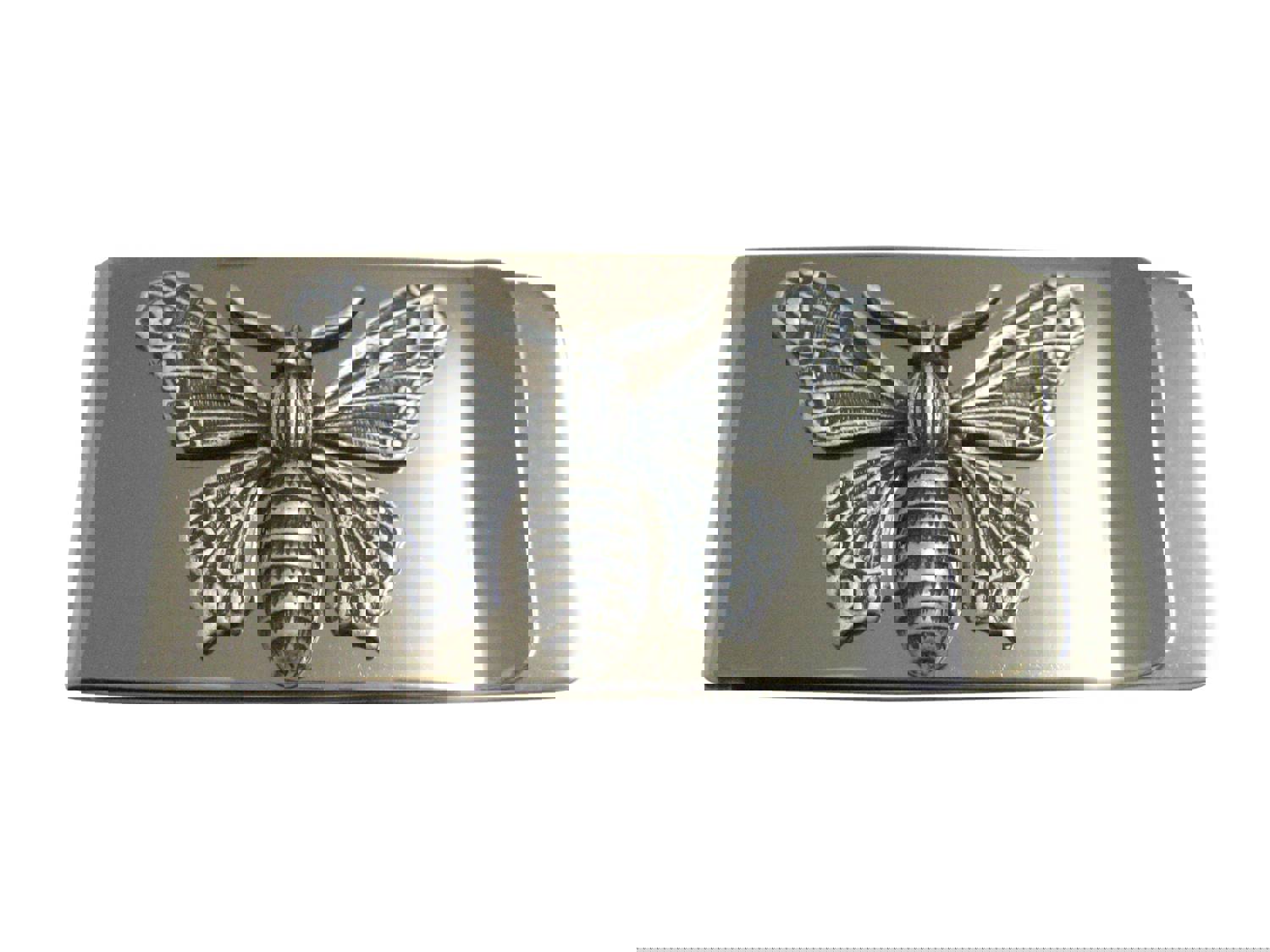 Silver Toned Large Butterfly Bug Insect Pendant Money Clip