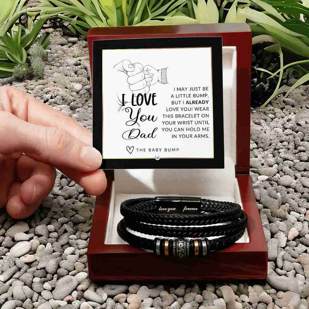 Soon-To-Be Dad Gift Leather Bracelet - Personalized Mens Jewelry for Christmas, Fathers Day or Birthday