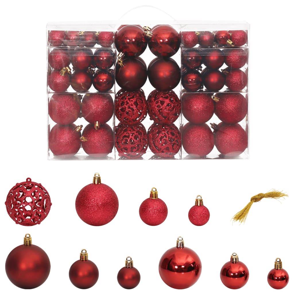Christmas Baubles 100 pcs - Wine Red Shatterproof Ornaments